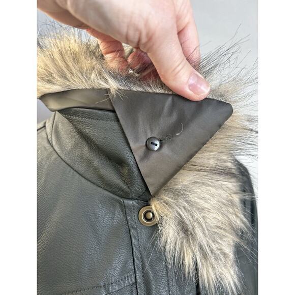 -Anthropologie Maeve Kellie Faux Leather Coat in‎ Green Size 16 - Picture 11 of 12